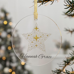 Personalized Christmas Star Ornament Christmas Tree Star Ornament Minimalist Christmas Ornament Acrylic Star Ornament Customized Ornaments