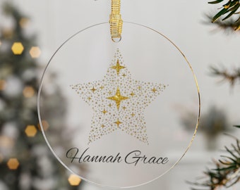 Adorno de estrella de Navidad personalizado Adorno de estrella de árbol de Navidad Adorno de Navidad minimalista Adorno de estrella de acrílico Adornos personalizados