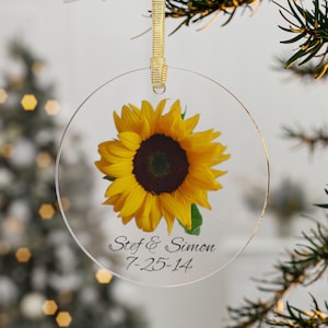 Personalisierte Sonnenblume Jahrestag Weihnachtsverzierung für Sonnenblumen-Liebhaber Geschenke für Sonnenblumenliebhaber Kundenspezifisches Hochzeits-Sonnenblumen-Verzierungsgeschenk