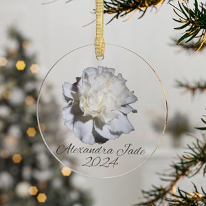 Calming Carnation Personalized Ornament for Carnation Lover Gift Acrylic Carnation Christmas Ornament Carnation Decor Custom Floral Ornament