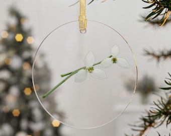 Sparkling Snowdrop Christmas Ornament for Snowdrop Lover Gift Snowdrop Acrylic Ornament Gift for Snowdrop Lover Gift Snowdrop Window Hanging