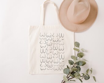 Boob Tote Bag Minimalist Tote Bag Mastectomy Gift Boobies Breastfeeding Gift For Lactation Consultant Thank You Gift Midwife Doula Tote GIft