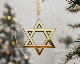 Gold Star of David Ornament for Hanukkah Ornament Jewish Star Ornament for Jewish Friend Gift Hanukkah Star of David Christmas Tree Topper