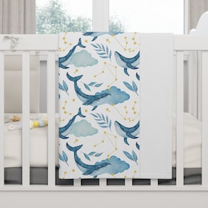 Wal Fleece Babydecke Baby Shower Geschenk für Unterwasser Thema Kinderzimmer Swaddle Decke Ozean Babydecke Boho Sterne Babydecke