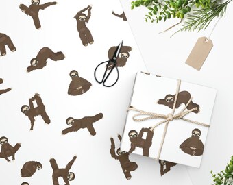 Sloth Yoga Wrapping Paper,  Sloth Gifts,  Sloth Gift Wrap, Cute Gift Wrap, Sloth Lover Gifts, Sloth Lovers, Wrapping Paper Rolls, Sloth Yoga