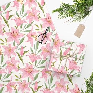 Mooie lelies Bloemen Inpakpapier Lente Cadeaupapier Aquarel Bloem Inpakpapier Esthetisch Cadeaupapier Lelie Inpakpapier Boho Cadeaupapier afbeelding 1
