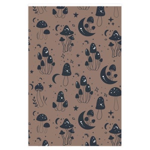 Moons and Shrooms Wrapping Paper, Unique Gift Wrap, Boho Wrapping Paper, Aesthetic Gift Wrap, Wrapping Paper Sheets, Dark Gift image 2