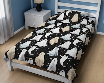 Cat & Ghost Blanket Halloween Blanket Cat Blanket Ghost Throw Blanket Goth Blanket Spooky Blanket Halloween Party Gift Halloween Room Decor