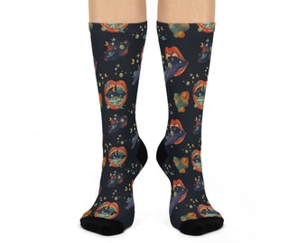 Psychedelic Space Face II Socks, Unique Socks, Retro Socks, Aesthetic Socks, Cool Sock Designs, Moody Socks, Funky Socks, Cute Socks, Sci-Fi