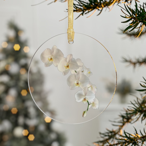 Ode an eine Orchidee Weihnachtsschmuck für Orchideenliebhaber Geschenke Weihnachten Orchidee Ornamente Geschenk für Orchideenliebhaber Orchidee Fensterbehang 3D Floral