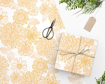 Miękki papier do pakowania słoneczników, kwiatowy papier do pakowania prezentów, papier do pakowania słoneczników, prezent dla miłośnika słoneczników, prezent dla niej, papier do pakowania prezentów ze słonecznikami