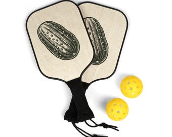 Vintage Pickle Pickleball Kit Gift for Pickleball Lover Gift Pickleball Set Gift for Pickleball Player Pickle Art Funny Pickleball Paddles