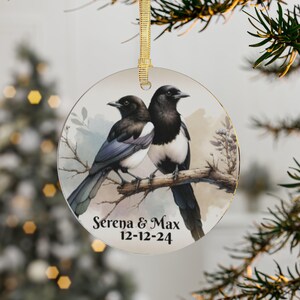 Two for Joy Personalized Magpie Christmas Ornament for Magpie Lovers Magpie Holiday Ornament for Bird Lover Christmas Gift Custom Magpie Art