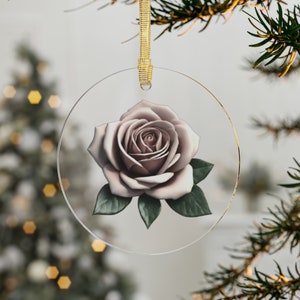 Romantic Rose Christmas Ornament for Rose Lover Gift Christmas Rose Ornament Rose Window Hanging Roses Office Gift 3D Floral Christmas Tree