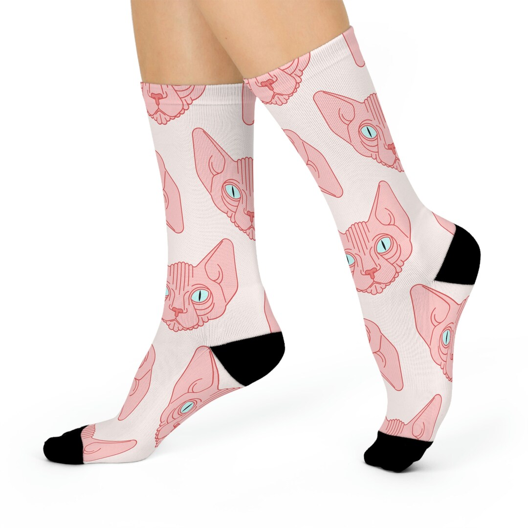 Sphynx Cat Cushioned Socks, Hairless Cat Socks, Hairless Cat Lover