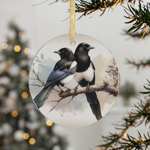 Two for Joy Ornament Magpie Christmas Ornament Gift for Magpie Lover Magpie Holiday Ornament for Bird Lover Christmas Gift Magpie Home Decor