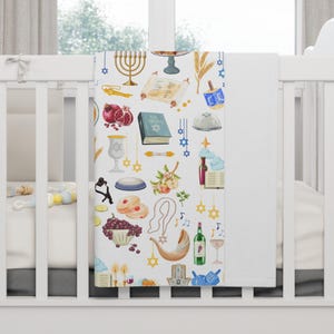 Joyful Judaica Baby Blanket Fleece Jewish Nursery Blanket Jewish Baby Gift for Bris Judaica Jewish Baby Boy Blanket Jewish Baby Girl Blanket