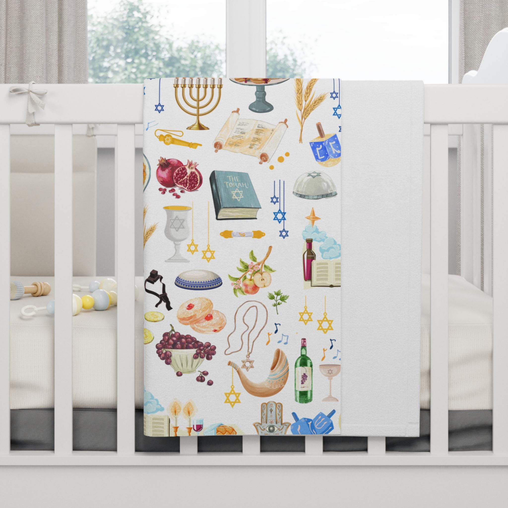 Joyful Judaica Baby Blanket Fleece Jewish Nursery Blanket Jewish Baby Gift for Bris Judaica Jewish Baby Boy Blanket Jewish Baby Girl Blanket