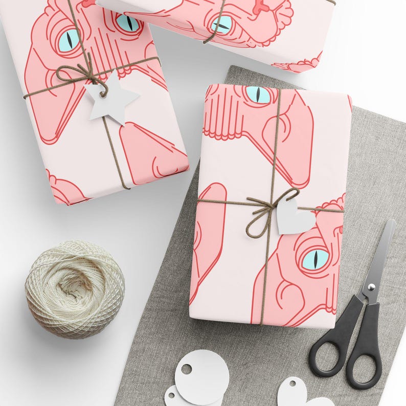 Sphynx Cat Wrapping Paper, Hairless Cat Gift Wrap, Cats, Sphynx Cat Lover Gifts, Sphynx Cat Gifts, Gifts for Cat Lovers, Hairless Cat Lovers image 3