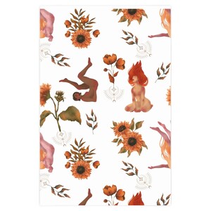 Naked in the Flowers Botanical Gift Wrap Floral Wrapping Paper Female Body Art Unique Print Gift Wrap Boho Wrapping Paper Earthy Gift Wrap image 2