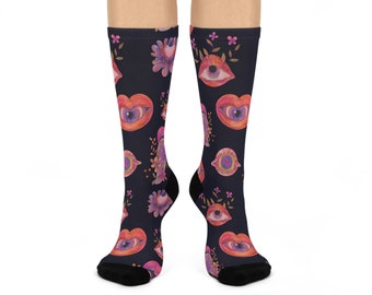 Psychedelic Space Face Socks, Unique Socks, Retro Socks, Aesthetic Socks, Cool Sock Designs, Moody Socks, Funky Socks, Cute Socks, Fun Socks
