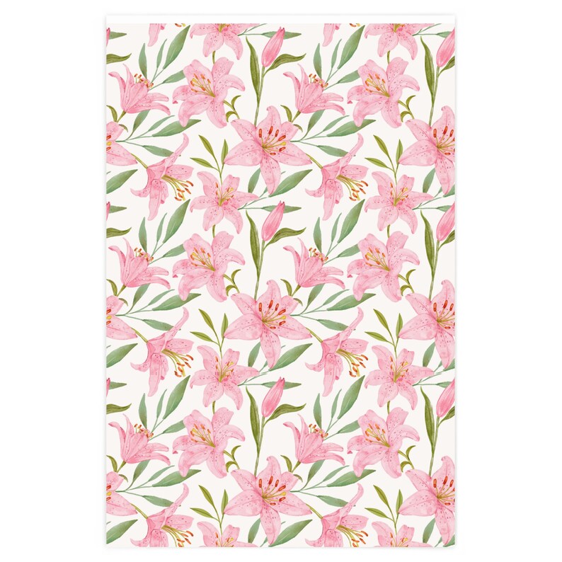 Mooie lelies Bloemen Inpakpapier Lente Cadeaupapier Aquarel Bloem Inpakpapier Esthetisch Cadeaupapier Lelie Inpakpapier Boho Cadeaupapier afbeelding 2