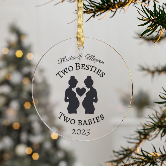 Personalized Besties Pregnancy Christmas Ornament 2025 Custom