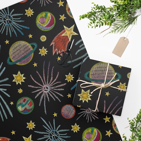 Outer Space Wrapping Paper Space Birthday Gift Dark Wrapping Paper Space Birthday Unique Gift Wrap Aesthetic Gift Wrap Celestial Gift Wrap