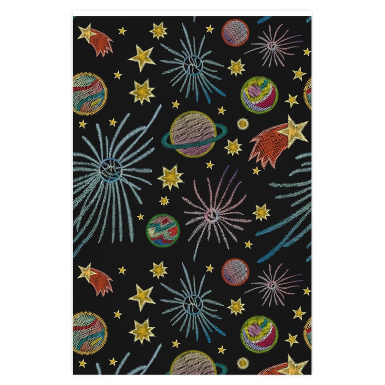 Outer Space Inpakpapier Ruimte Verjaardagscadeau Donker Inpakpapier Ruimte Verjaardag Uniek cadeaupapier Esthetisch cadeaupapier Celestial cadeaupapier afbeelding 2