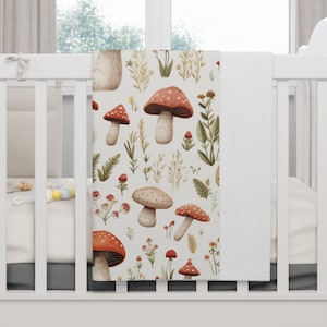 Mushroom Baby Blanket Cottagecore Nursery Mushroom Baby Shower Mushroom Nursery Mushroom Blanket Forestcore Nursery Mushroom Nursery Decor