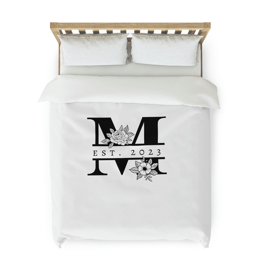 Personalized Monogram Duvet Cover With Year Established Decor for