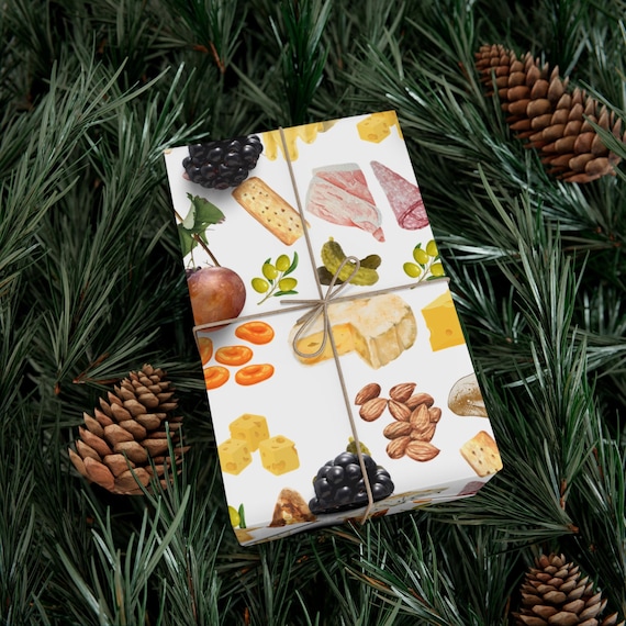 Charcuterie Board Wrapping Paper, Unique Gift Wrap, Food Gift Wrap, Hostess Gift, Holiday Gift Wrap, Foodie Gift Wrap, Wrapping Paper Sheets