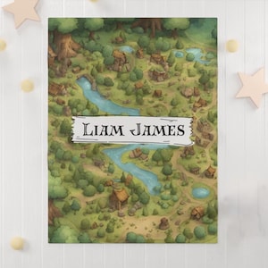 Karte des Waldes Personalisierte Baby Decke für Jungen Swaddle Wald Baby Shower Geschenk Wald Kinderzimmer Swaddle verzauberten Wald Kinderzimmer