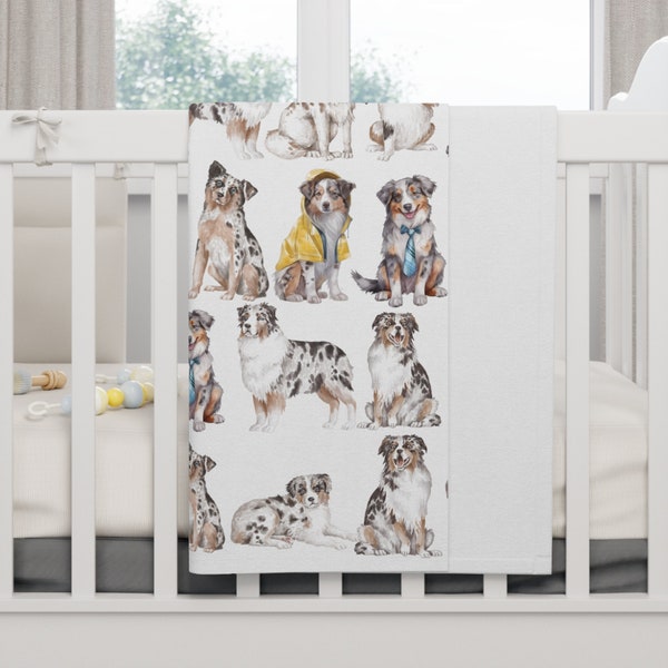 Australian Shepard Baby Blanket Aussie Baby Blanket Australian Shepard Nursery Dog Nursery Dog Baby Blanket Australian Shepard Baby Gift