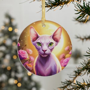 Sphynx Cat Holiday Ornament for Sphynx Cat Lover Gift for Hairless Cat Lovers Gift for Crazy Cat Lady Ornament Hairless Cat Lover Gifts Xmas