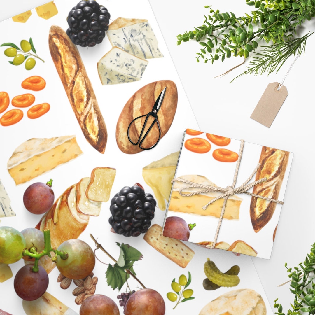 Charcuterie Board Wrapping Paper, Unique Gift Wrap, Food Gift Wrap