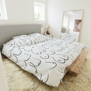 Boobies Duvet Cover Minimalist Boob Line Art Home Decor Feminist Blanket Aesthetic Duvet Cover Boob Lover Gift for Home Unique Duvet Cover