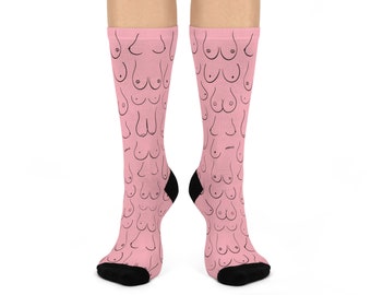 Boobies Cushioned Crew Socks Boob Gift for Breast Cancer Awareness Gift for Breast Cancer Survivor Gift for Chemo Graduation Gift Boob Socks