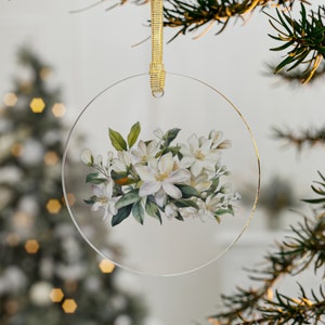 Star Jasmine Christmas Ornament for Jasmine Lover Gift for Jasmine Lover Ornament Christmas Jasmine Ornament Clear Acrylic Ornaments Jasmine