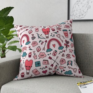 Valentine&#39;s Day Pillow for Valentine&#39;s Day Decor Hearts Pillow Pink Valentines Day Home Decor Love Hearts Pillow Girls Room Valentines Decor
