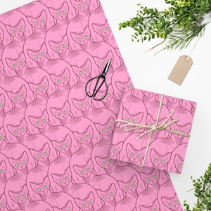 Abstract Sphynx Cat Wrapping Paper Hairless Cat Gift Wrap Cats Sphynx Cat Lover Gifts Sphynx Cat Gifts Gifts for Cat Lovers Hairless Cat Mom