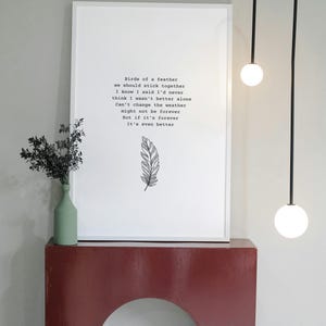 Billie Eilish, Birds of a feder, druckbare Wandkunst, Musikdruck, Text von Billie Eilish
