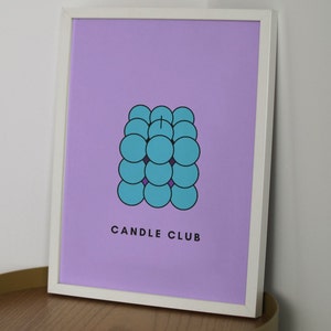 Candle Club // Arte de pared imprimible // Arte de velas // Decoración del hogar // Arte colorido