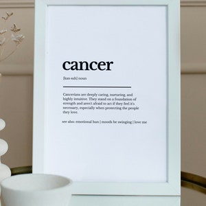 Instant Download Printable Wall Art, Cancer Definition, Cancer Gift, Digital Download Print, Quote comedy Print, Star sign comedy, Cancer.