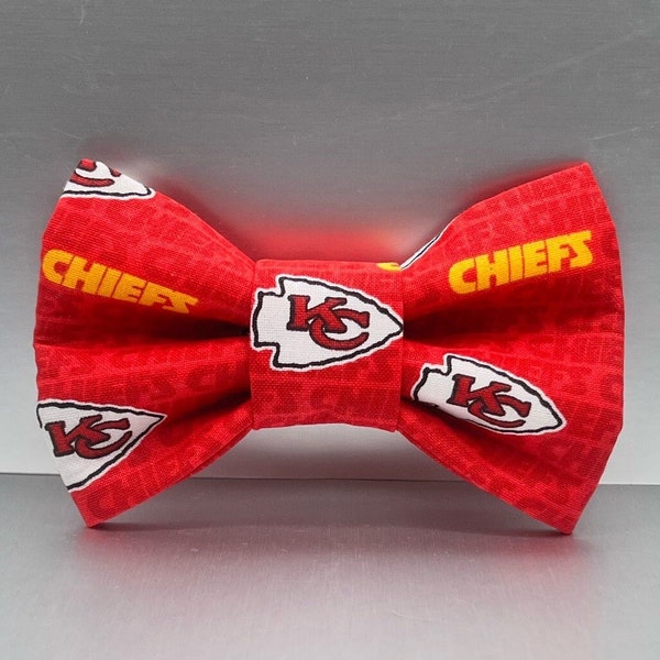 Dog Bow Tie made with Kansas City Chiefs fabric. Dog Bow Tie. dog bowtie, Dog accessories, Dog Bandanna, Pet bows, Football bow ties