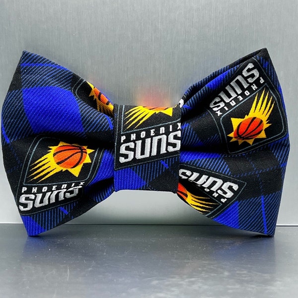 Dog Bow Tie made with Phoenix Suns fabric. Dog Bow Tie, Dog Bowtie, Dog bandana, Dog bowtie, dog accessories, pet accessories,