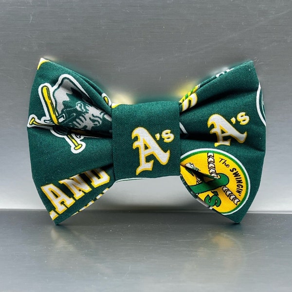 Dog Bow Ties made with Oakland A's Fabric. Dog Bow Tie, Dog Bowties, bowtie dogs, Pet bows, Pet accessories, Dog accessories, cat bowties