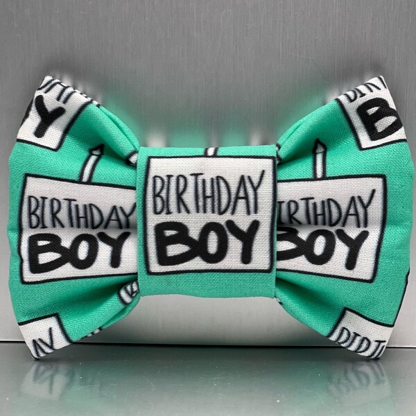 Dog Birthday bow. Teal green birthday boy bow tie, Birthday Boy, Birthday boy dog, Birthday bow for dog collars, Dog Birthday Bow Tie,