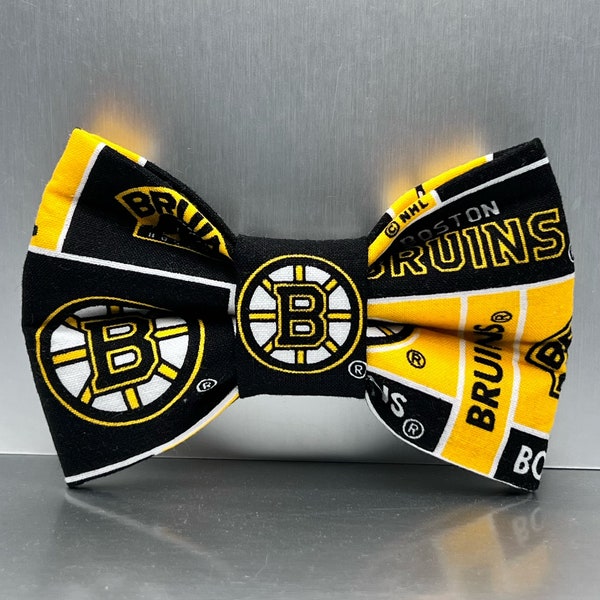 Dog Bow Ties made with Boston Bruins fabric. Dog Bow Tie, pet bow, bow ties, ice hockey bow ties, Xl  dog bow,  dog bow tie, dog bandana