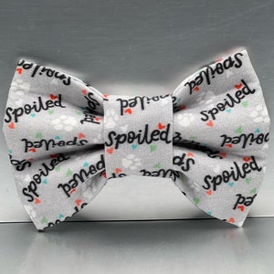 Spoiled Dog Bow Tie.Spoiled Pup Bow Tie. Dog Bowties,  Cat Bowties, Pet accessories, Bow for dog collars, dog bandana, Word Dog Bow Tie